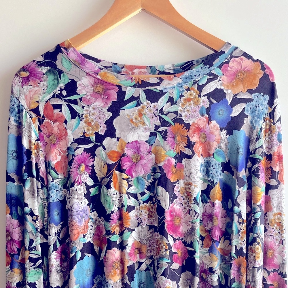 Johnny Was Fall Dance Favorite Long Sleeve Crewneck Swing Tee Top Multi L - Picture 9 of 15